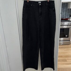Princess Polly Black Wide Leg Jeans | 8